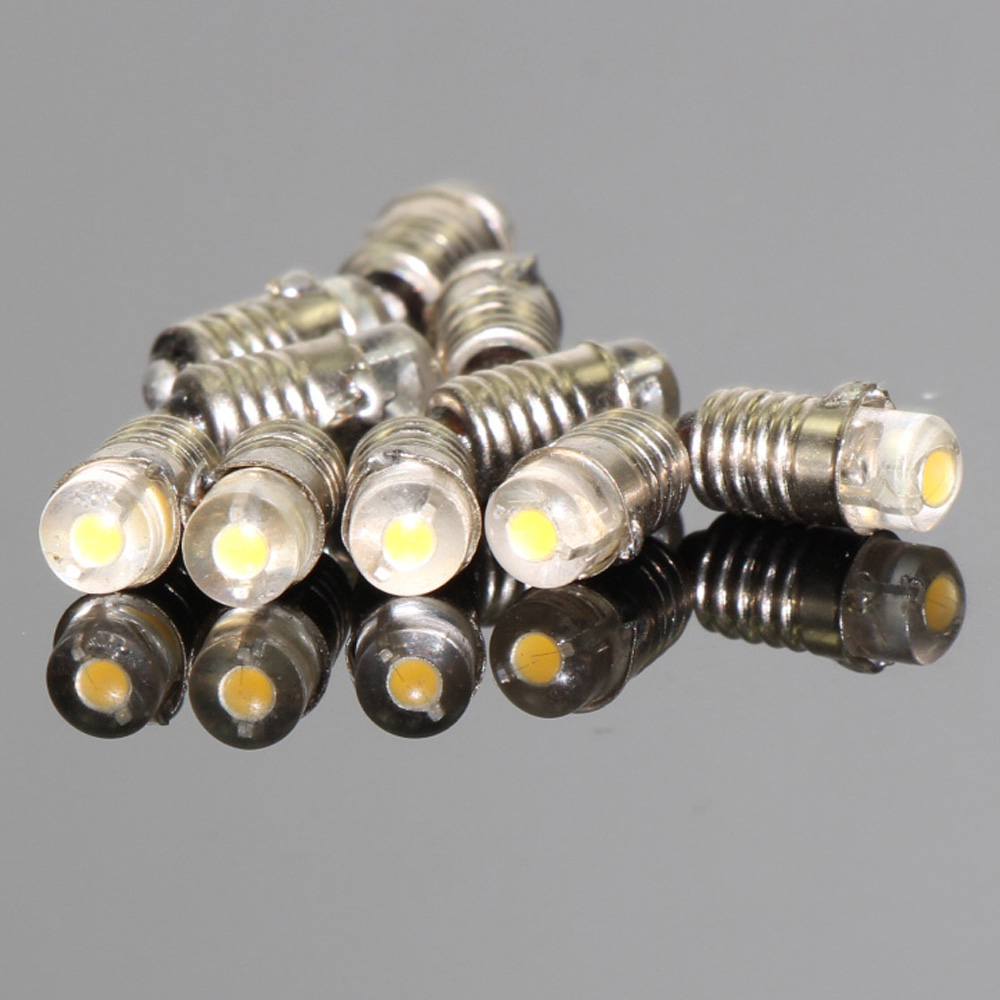 10PCS Warm White LED Screw Bulb E5 E5 5 12V 14V Spur H0 TT N Scale NEW